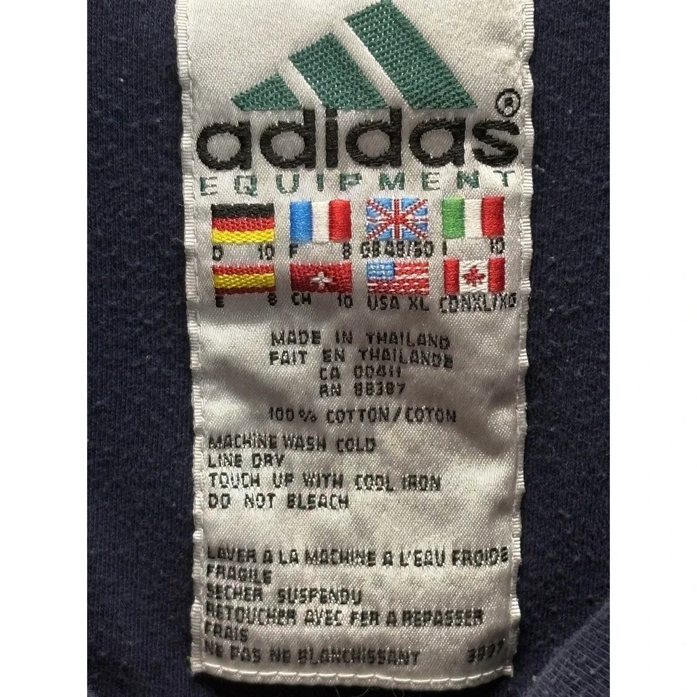 Vtg Adidas Pullover Shirt Sz X-Large Mens Navy 1/4 Zip Long Sleeve READ 90's